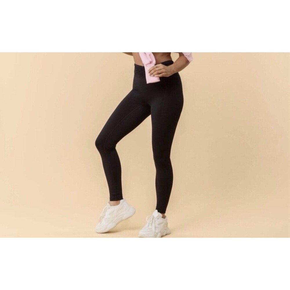 Blogilates Women's Ruched Waist Leggings Black  Large High Rise Yoga Pants